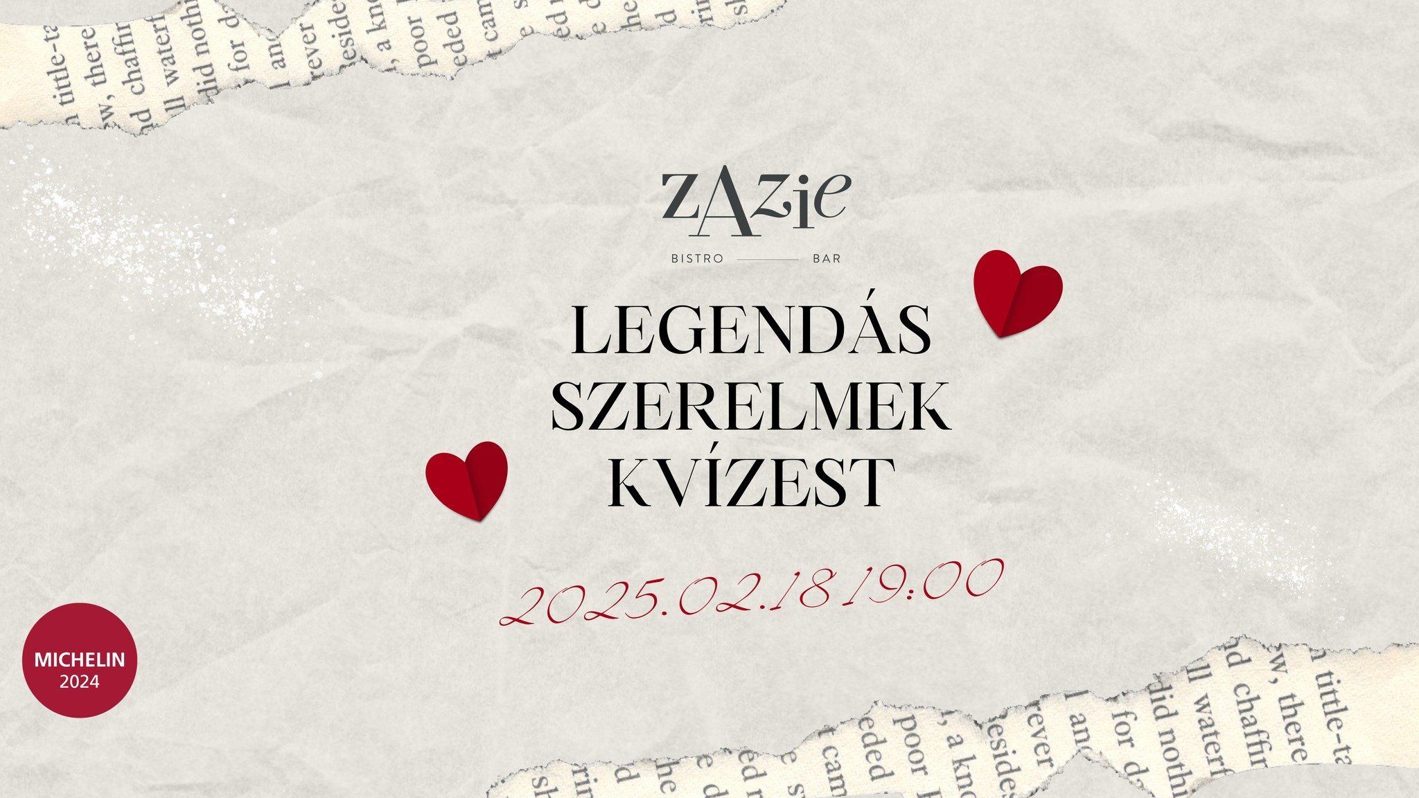 Legendás szerelmek kvízest vár a Zazie-ban! – avagy a kihagyhatatlan Valentin-napi program